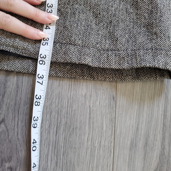 Billy Reid Herringbone Leather Trim Wool Coat Men's Size XL Mid Length Overcoat - Picture 7 of 10